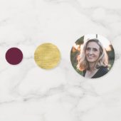 Gold & Burgundy Confetti Modern Retirement Party (Achterkanten)