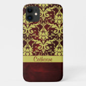 Gold Burgundy Damask - Gepersonaliseerd Case-Mate iPhone Case (Achterkant)