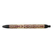 Gold Burgundy Damask Zwarte Inkt Pen (Voorkant)