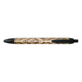 Gold Burgundy Damask Zwarte Inkt Pen (Achterkant)