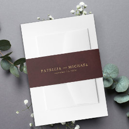 Gold burgundy elegant wedding invitation uitnodigingen wikkel