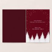 Gold Burgundy Falling Snow Winter Treliday Folie Kaarten (Binnen)