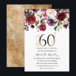 Gold Burgundy Floral Elegant 60th Birthday Party Kaart<br><div class="desc">Gold Burgundy Floral Elegant 60th Birthday Party Invitation Bekijk collectie in Niche en Nest Store We hebben ook genoeg andere uitnodigingen en collecties.</div>