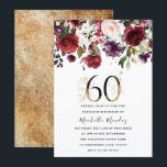 Gold Burgundy Floral Elegant 60th Birthday Party Kaart<br><div class="desc">Gold Burgundy Floral Elegant 60th Birthday Party Invitation Bekijk collectie in Niche en Nest Store We hebben ook genoeg andere uitnodigingen en collecties.</div>