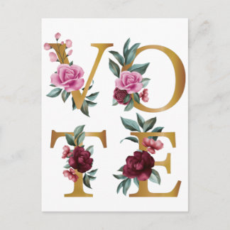 Gold Burgundy Floral Elegant Feminine gaat stemmen Briefkaart
