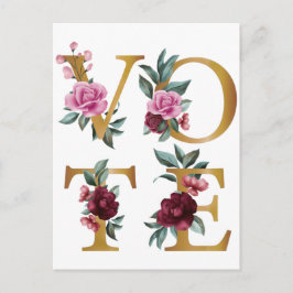 Gold Burgundy Floral Elegant Feminine gaat stemmen Briefkaart