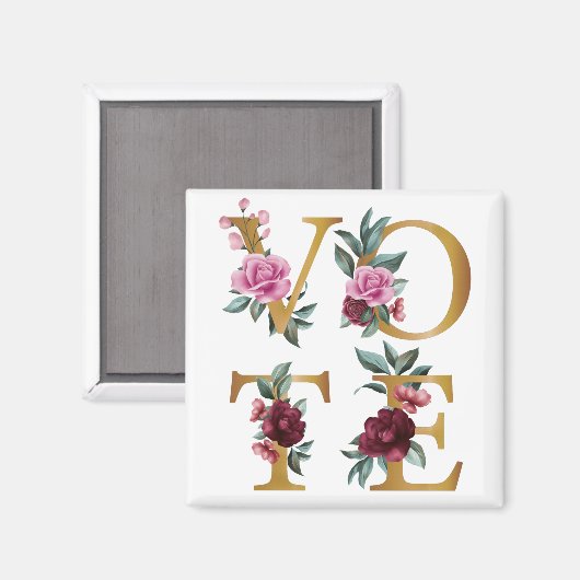Gold Burgundy Floral Elegant Feminine gaat stemmen Magneet (Voorkant / Achterkant)