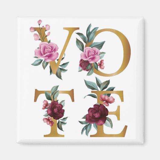 Gold Burgundy Floral Elegant Feminine gaat stemmen Magneet (Voorkant)
