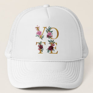 Gold Burgundy Floral Elegant Feminine gaat stemmen Trucker Pet