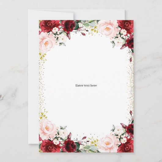 Gold & Burgundy Floral Surprise Birthday Party Kaart (Achterkant)