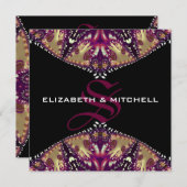 Gold Burgundy Fractal Lace Monogram Weddenschap Kaart (Voorkant / Achterkant)
