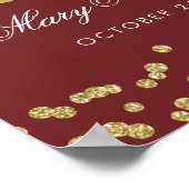 Gold Burgundy Glitter Confetti 21ste verjaardag Poster (Hoek)