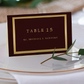 Gold burgundy guest name wedding place card  kaart
