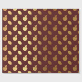 Gold Burgundy Maroon Metallic Apple fruits Folie Cadeaupapier (Vlak)