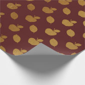 Gold Burgundy Maroon Metallic Apple fruits Folie Cadeaupapier (Hoek)