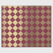 Gold Burgundy Maroon Metallic Square Chessboard Cadeaupapier (Vlak)