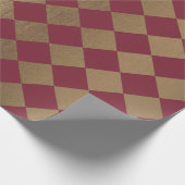 Gold Burgundy Maroon Metallic Square Chessboard Cadeaupapier (Hoek)
