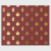 Gold Burgundy Metallic Apple Fruit Crimson Sreon Cadeaupapier (Vlak)