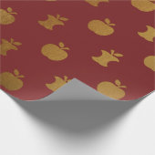 Gold Burgundy Metallic Apple Fruit Crimson Sreon Cadeaupapier (Hoek)