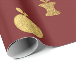 Gold Burgundy Metallic Apple Fruit Crimson Sreon Cadeaupapier