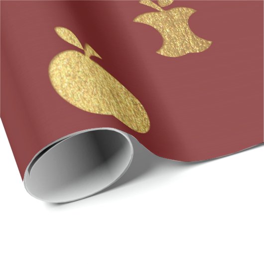 Gold Burgundy Metallic Apple Fruit Crimson Sreon Cadeaupapier (Rol Hoek)