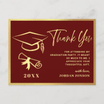 Gold Burgundy Modern Graduation Party Dank u