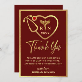 Gold Burgundy Modern Nursing School Afstuderen Bedankkaart