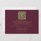 Gold burgundy QR code simple elegant wedding Save The Date (Achterkant)