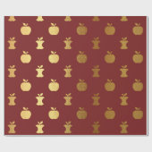 Gold Burgundy Red Wine Metallic Apple Bordeaux Cadeaupapier (Vlak)