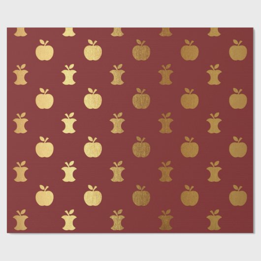 Gold Burgundy Red Wine Metallic Apple Bordeaux Cadeaupapier (Vlak)