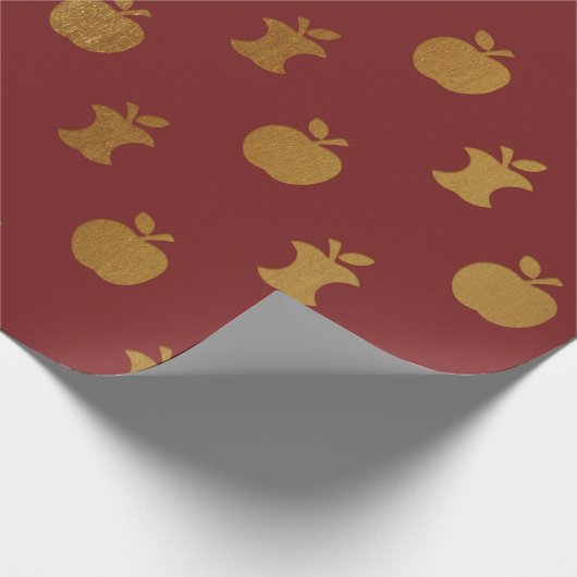 Gold Burgundy Red Wine Metallic Apple Bordeaux Cadeaupapier (Hoek)