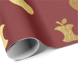 Gold Burgundy Red Wine Metallic Apple Bordeaux Cadeaupapier