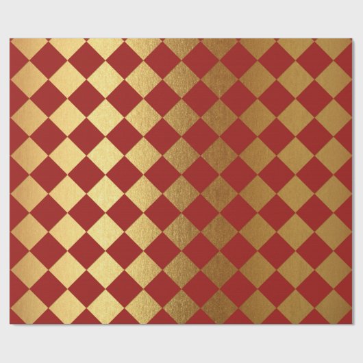 Gold Burgundy Red Wine Metallic Square Chessboard Cadeaupapier (Vlak)