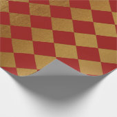 Gold Burgundy Red Wine Metallic Square Chessboard Cadeaupapier (Hoek)