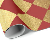 Gold Burgundy Red Wine Metallic Square Chessboard Cadeaupapier (Rol Hoek)