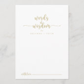 Gold Burgundy Wedding Words of Wisdom Advieskaart (Voorkant)
