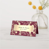 Gold Burgundy Weduwgoedkaart Plaatskaartje (Achterkant)