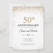 Gold Burgundy White 50th Wedding Anniversary Kaart (Voorkant)