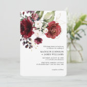 Gold Burgundy Wine Blush Floral Casual Weddenschap Kaart (Staand voorkant)
