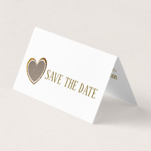 Gold Burlap Heart, foto slaat de datumkaart op Visitekaartje