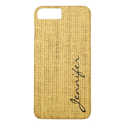 Gold Burlap Rustic Linen Monogram Case-Mate iPhone Case (Achterkant)