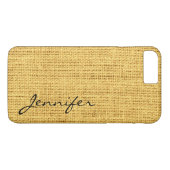Gold Burlap Rustic Linen Monogram Case-Mate iPhone Case (Achterkant (Horizontaal))
