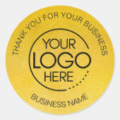 Gold Business Bedankt Ronde Sticker (Voorkant)