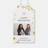 Gold Business Christmas Logo & Team Fotobedrijf Cadeaulabel (Voorkant)