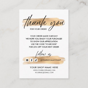 Gold Business DANK U MET DE HAND GELETTERD EN LOGO Informatiekaartje