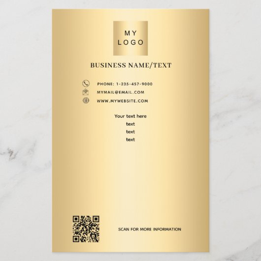 Gold business logo foto qr code flyer (Voorkant)