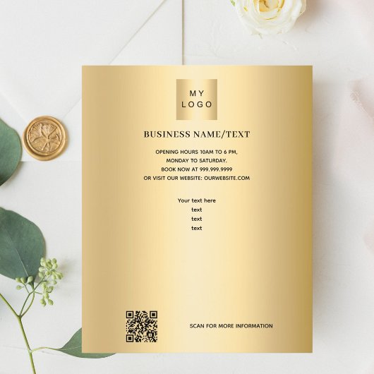 Gold business logo foto qr code flyer