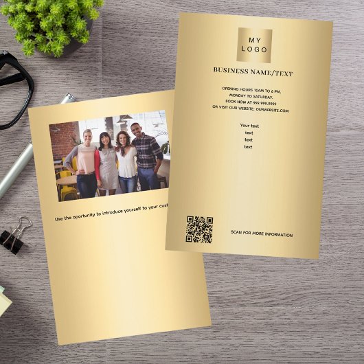 Gold business logo foto qr code flyer