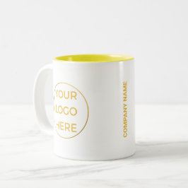 Gold Business Logo & Naam op een White Branded Tweekleurige Koffiemok