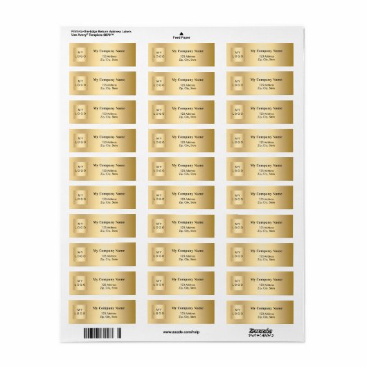 Gold business logo retouradres etiket (Full Sheet)